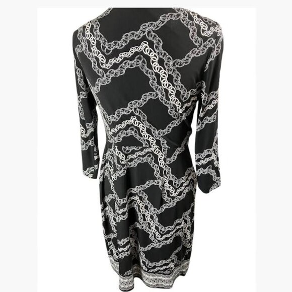 Maggy London Black and White Chains Dress with Cowl Neckline  Size 10  NWT - Picture 7 of 10